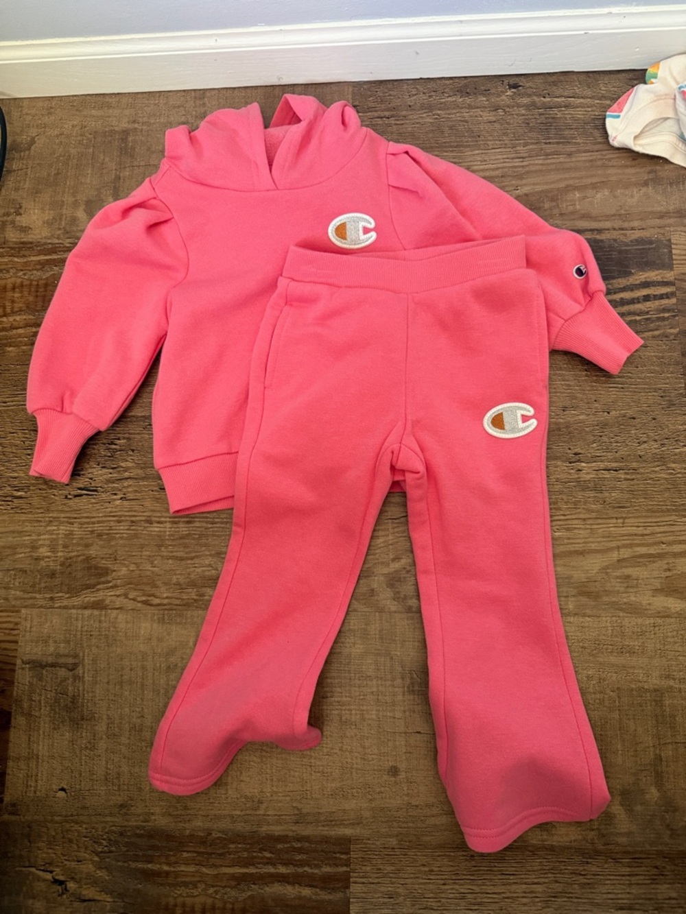 Champion Coral-Pink Hoodie and Flare Pant Set